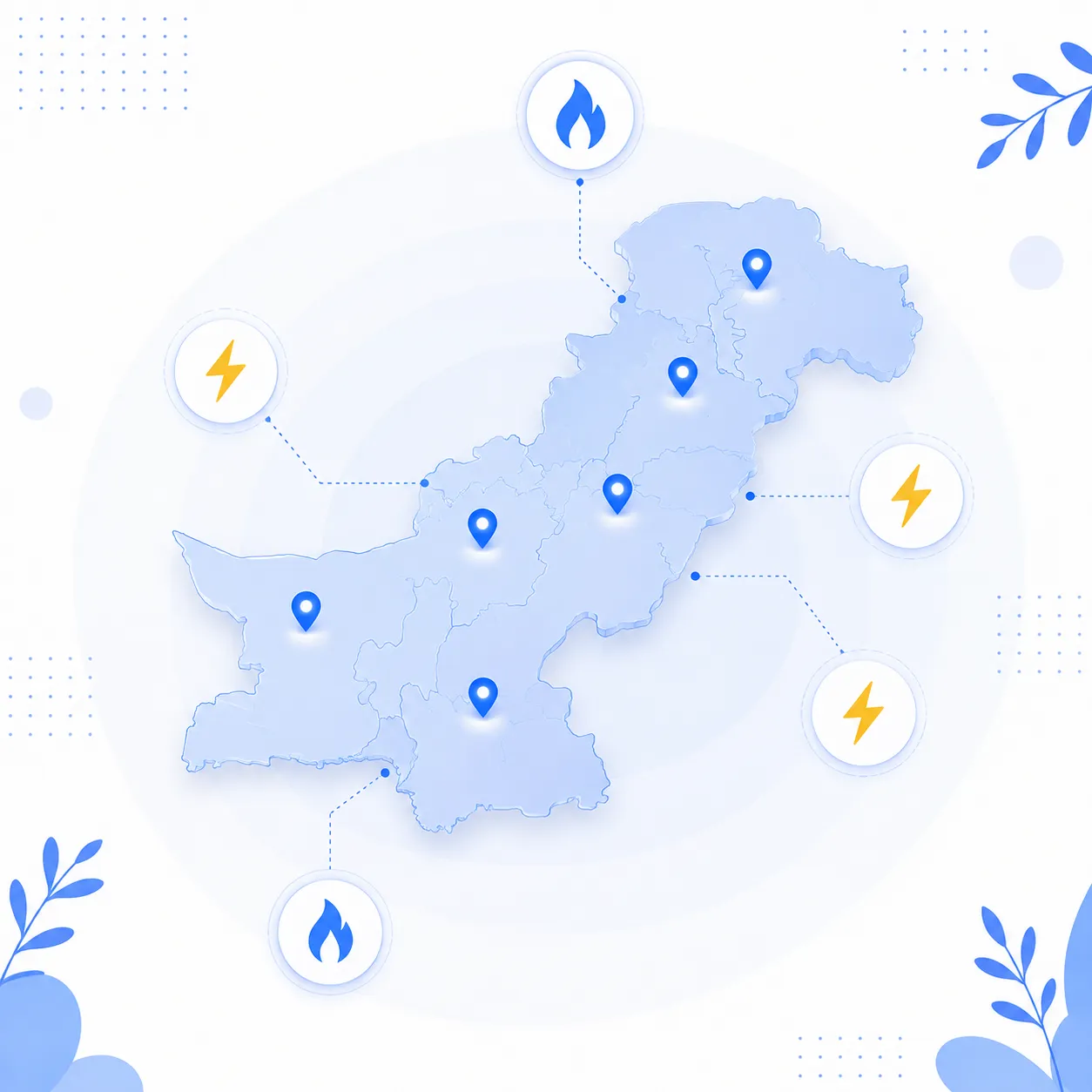 Gas and electricity company coverage across Pakistan including SNGPL, SSGC, LESCO and K-Electric